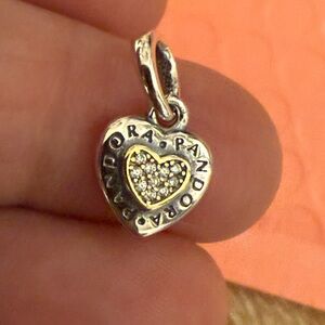 Pandora Silver Heart Necklace with Gold Accent